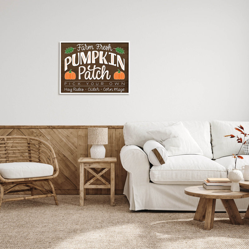 Farm Fresh Pumpkin Patch at-200, H 24 po x l 30 po x P 1,5 po, Giclée encadrée blanc bord de mer