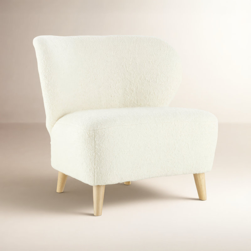 Fauteuil d'appoint Apollonia, Boucle de laine ivoire