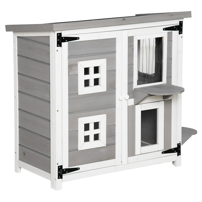 Maison d'extérieur pour chat Stoltzfus, Gris / blanc
