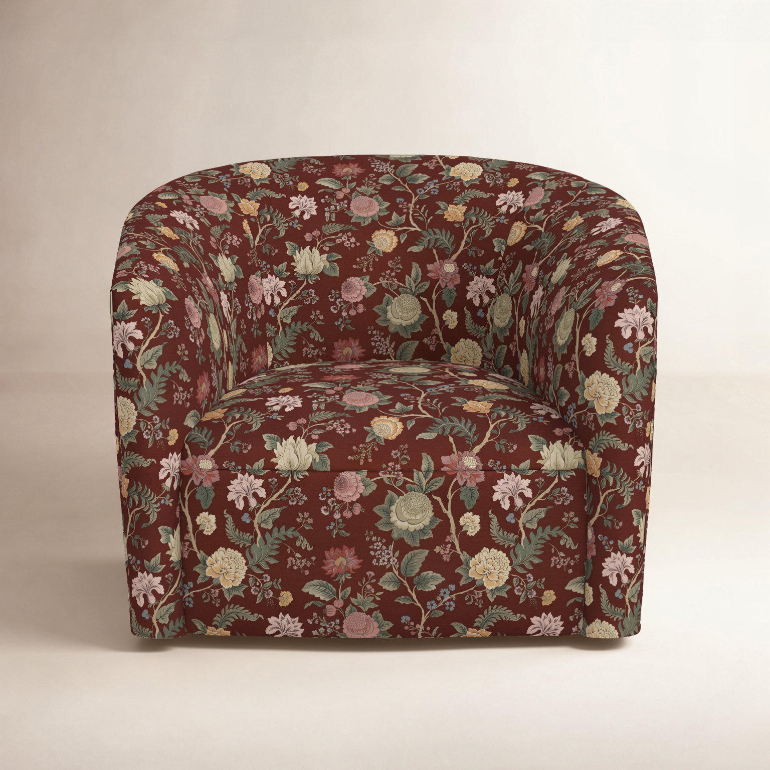 Marita Cotton Swivel Barrel Chair, Red Swivel 