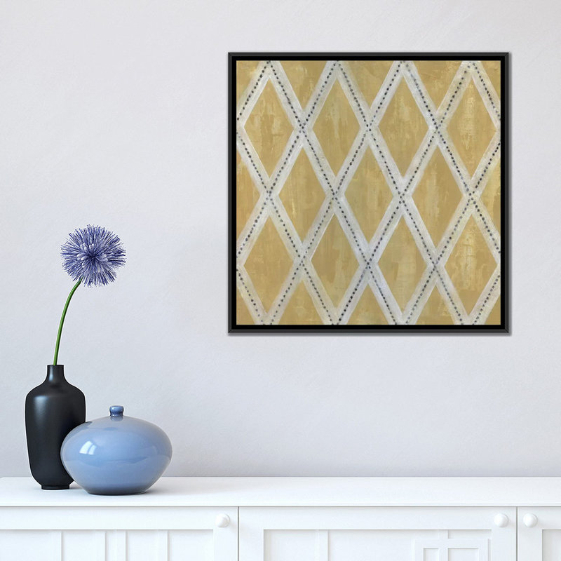 « geometric iv », reproduction d’impression sur toile, H 18 po x l 18 po x P 1,5 po, Toile avec cadre noir, Pas de tapis