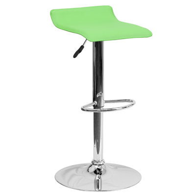 Orozco Contemporary Vinyl Adjustable Height Barstool with Solid Wave Seat and Chrome Base