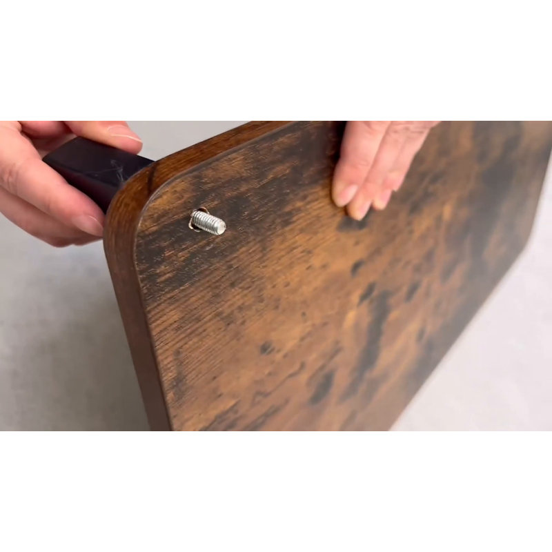 Brown Particle Board and Iron Side Table with USB Ports and Storage