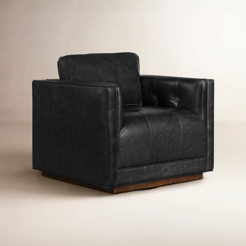 Kiera Swivel Chair, Sonoma Black Genuine Leather
