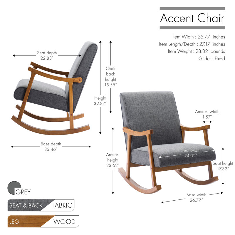 Solid Wood Rocking Chair, Grey