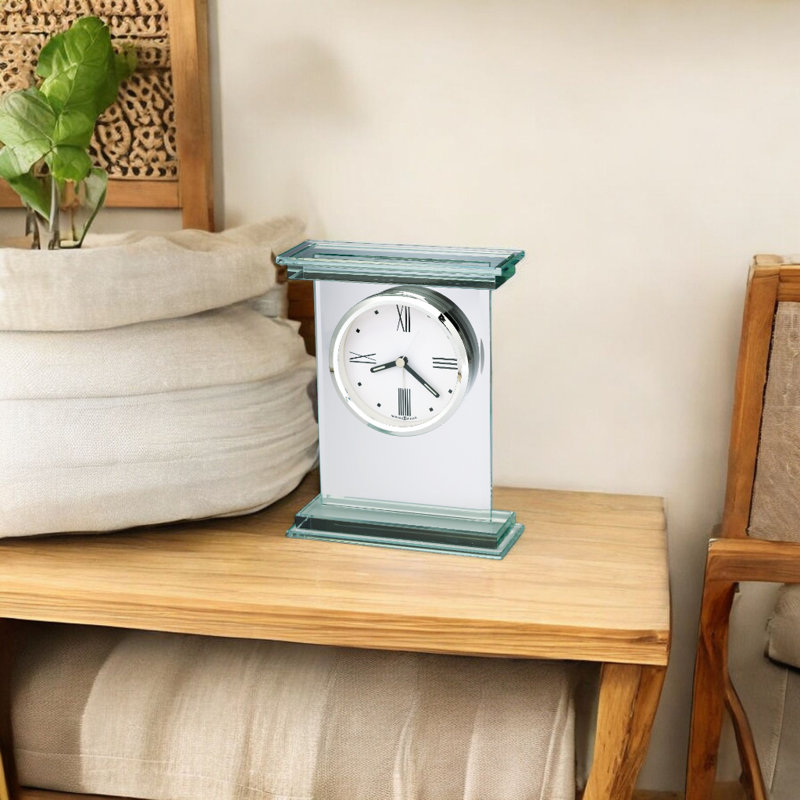 Hightower Analog Crystal Quartz Alarm Tabletop Clock in Clear