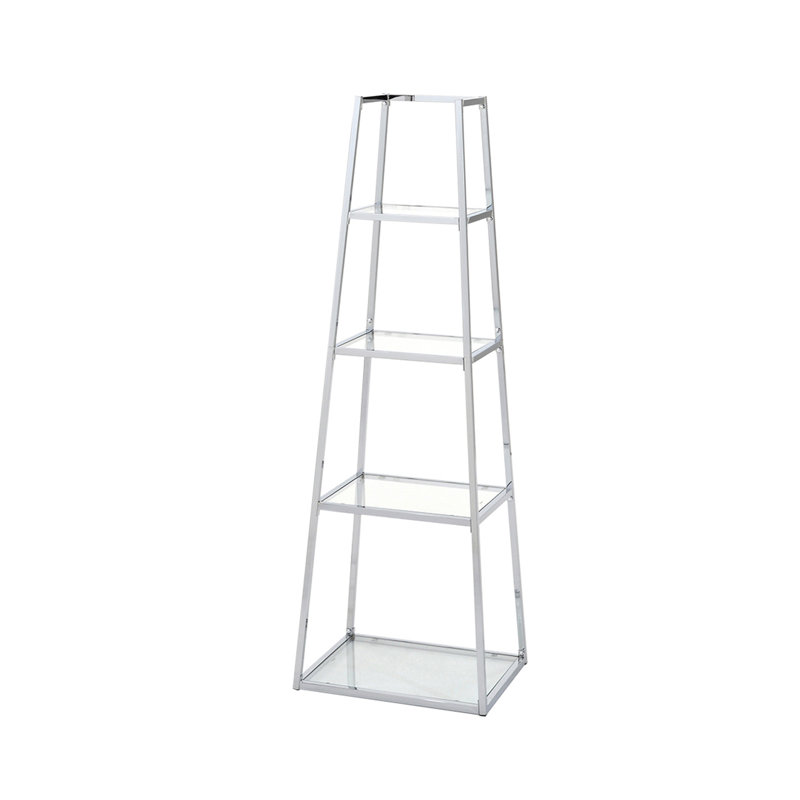 46cm W Iron Ladder Bookcase, 151.5cm H x 53cm W x 44cm D, Silver