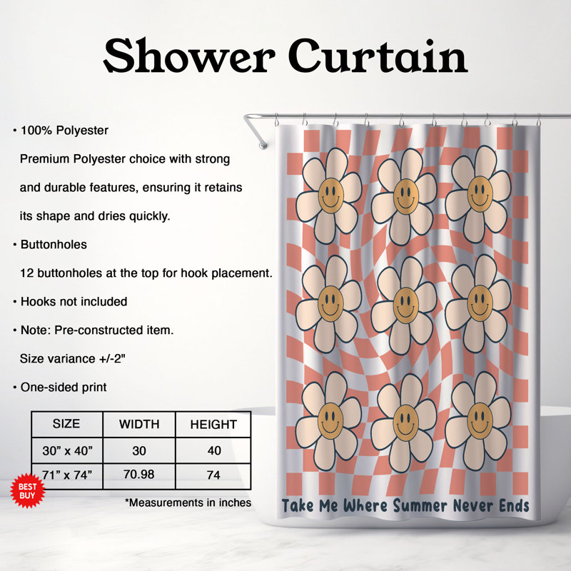 Trahern Floral Shower Curtain, 74"H x 71"W