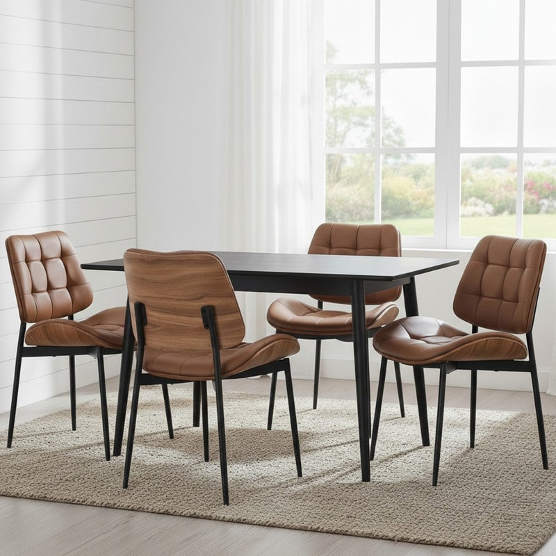 Chaise d'appoint rembourrée Modern, Brun, 4
