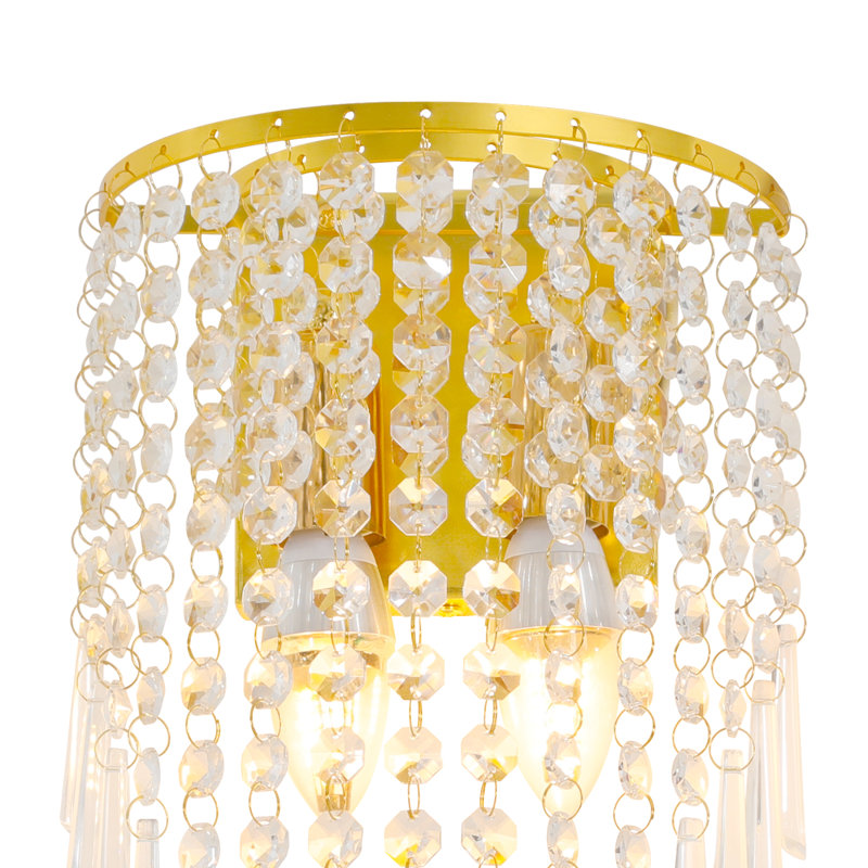 2 - Light Crystal Wall Lamp, Gold