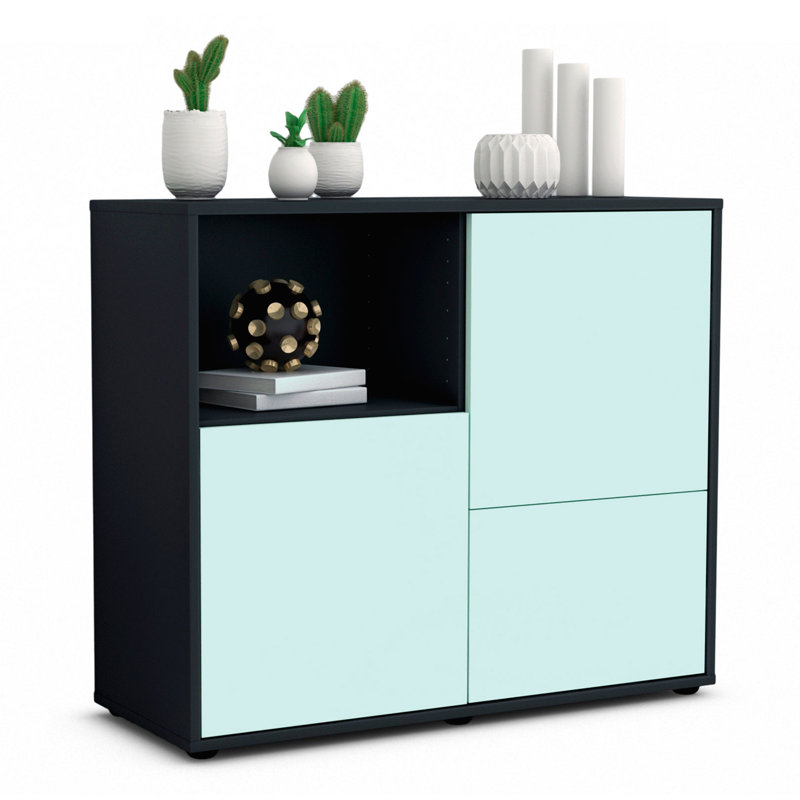 Powhattan 92cm Sideboard, Anthracite/Light blue