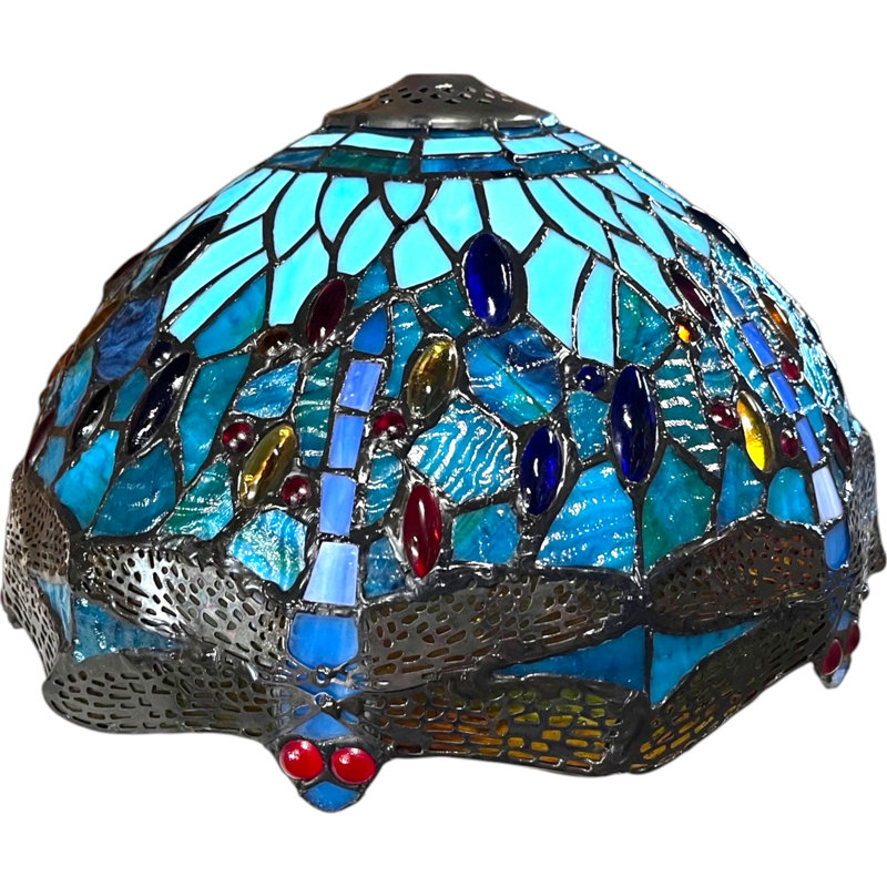 Kehoe Glass Bowl Lamp Shade ( Screw On ), Aqua Blue/Yellow, 20cm H x 20cm W x 20cm D