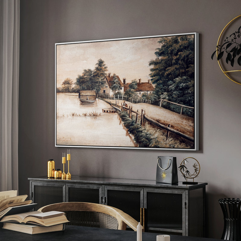 «Vintage Landscape -DCCCL XXV» sur toile, Toile encadrée flottée blanche, H 27 po x l 41 po x P 2 po