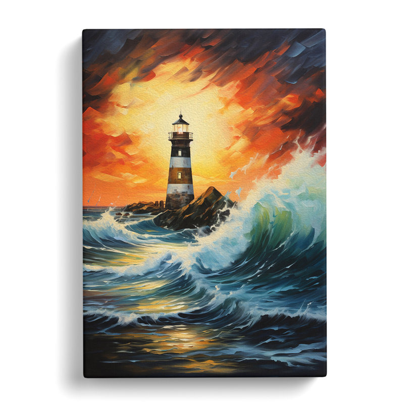 Lighthouse Action Painting No.3 - Wrapped Canvas, 50cm H x 35cm W x 3cm D