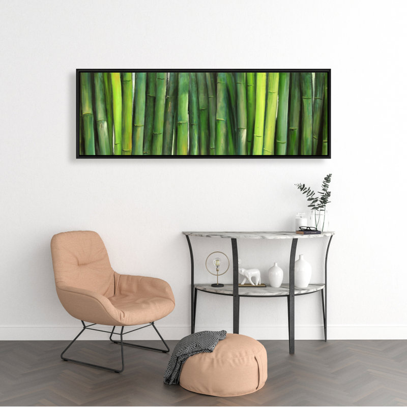 Toile de bambou vert | Décoration murale botanique asiatique, H 49,25 po x l 17,25 po