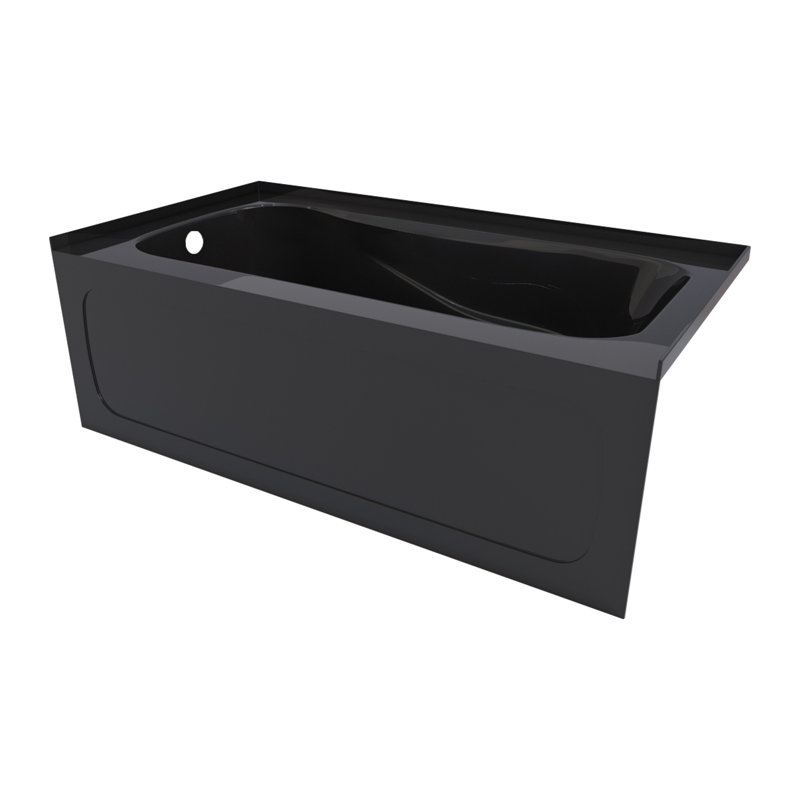 60'' x 32'' Soaking Acrylic Bathtub, Left, Black