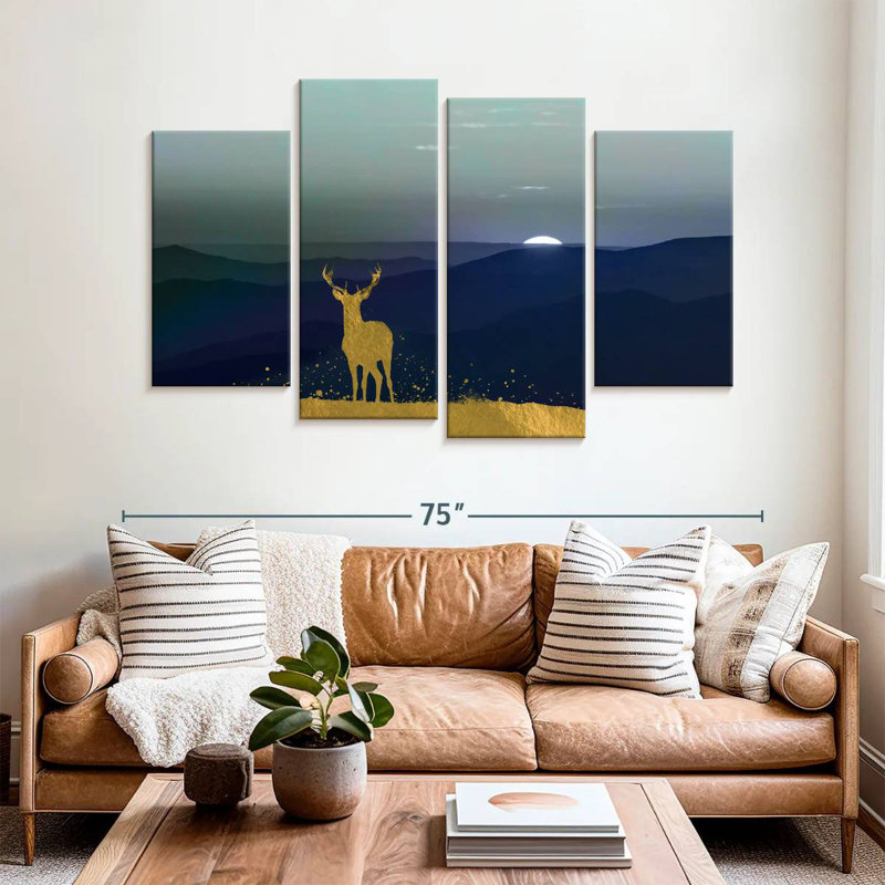 Silhouette de ronce de cerf solitaire, H 42 po x l 68 po