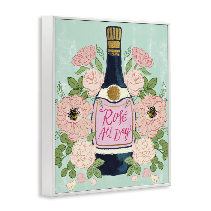 Rose All Day Champagne Grey Framed Giclee Art by Joy Ting, H 20 po x l 16 po, Estampe numérique encadrée blanc bord de mer