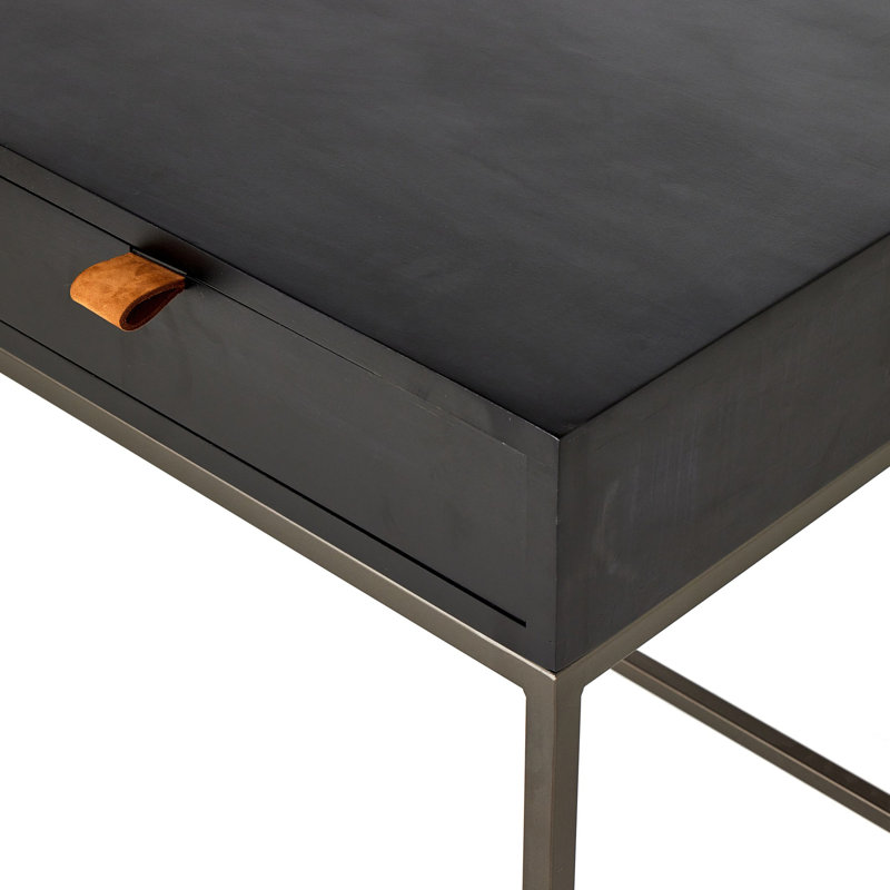 Trey Desk System With Wide Filing Cabinet,  Black Wash Poplar