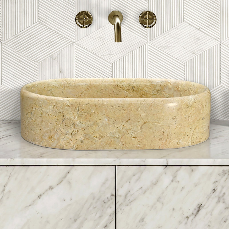 Marble Bathroom Vessel Sink, Semi-Polished Surface, Natural Stone, Genuine Marble, Real Marble, Brown