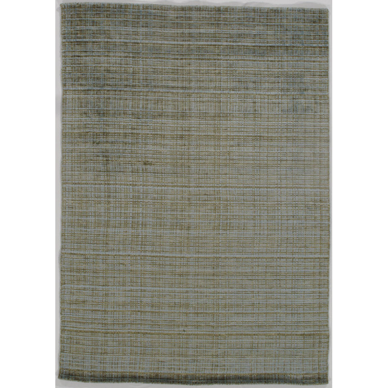 Tapis en laine noué à la main gris / soie / vert clair
