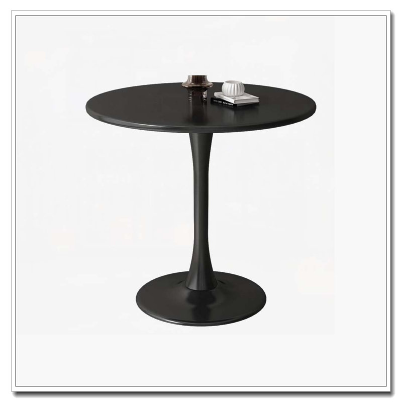 Round MDF Top Dining Table, Black, 29.1" H x 23.6" W x 23.6" D, Black