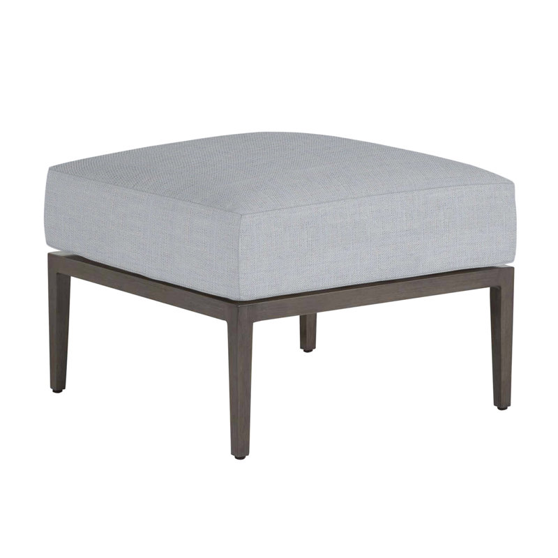 Santa Barbara Ottoman with Cushion, No Welt, Linen Chambray