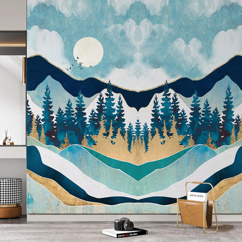 Abstract Mountains Peel & Stick Abstract Border, 72" L x 72" W
