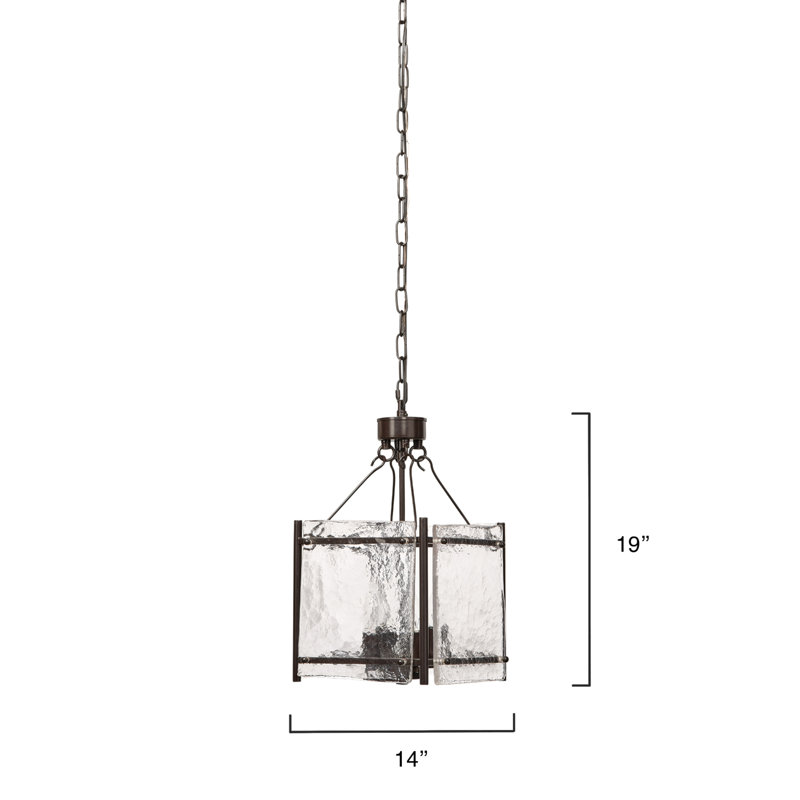 Bronze 4-Light Chandelier with Hand Blown Glass Shades