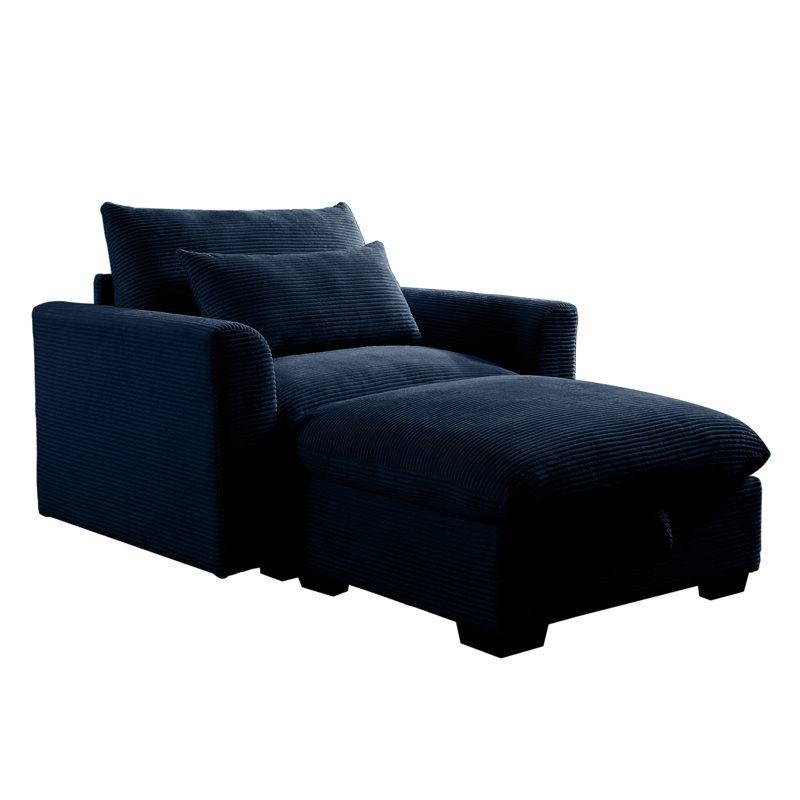 Modular Couch With Storage Ottoman, Blue