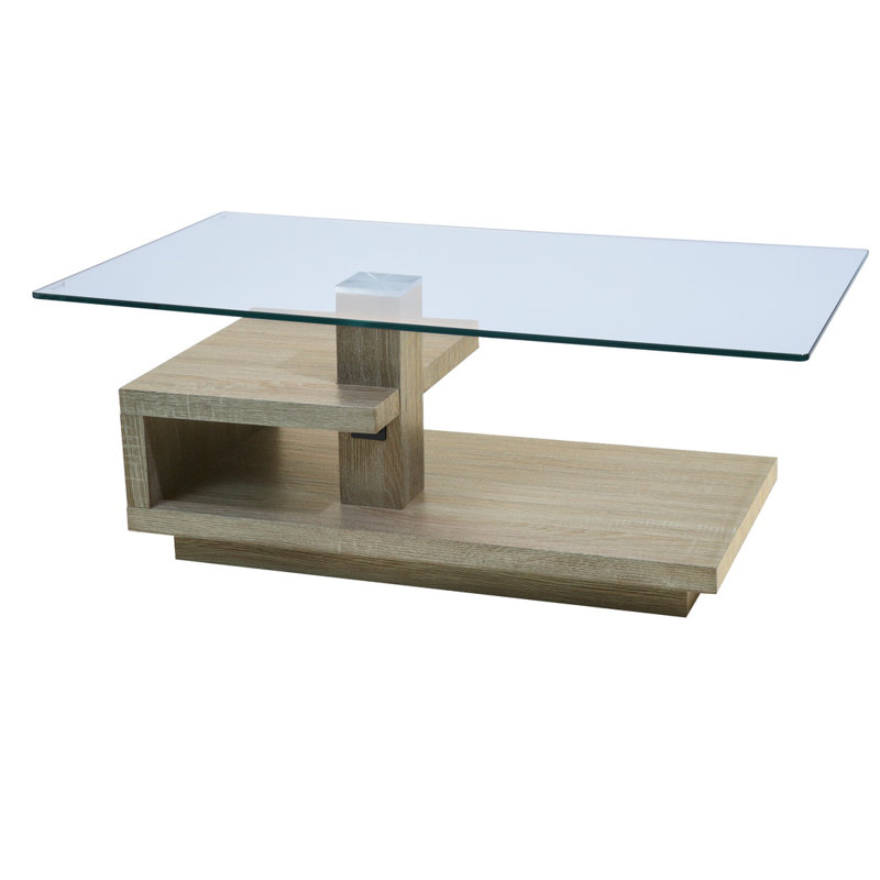 Jamilee Abstract Coffee Table with Storage, Oak