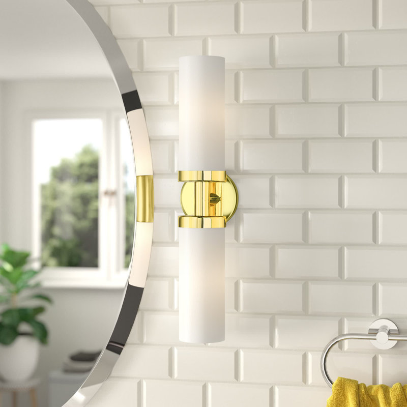 Éclairage de salle de bain à intensité variable 2 lumières Charlesha, Laiton poli