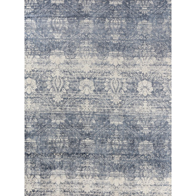 Koda Damask Area Rug in Blue