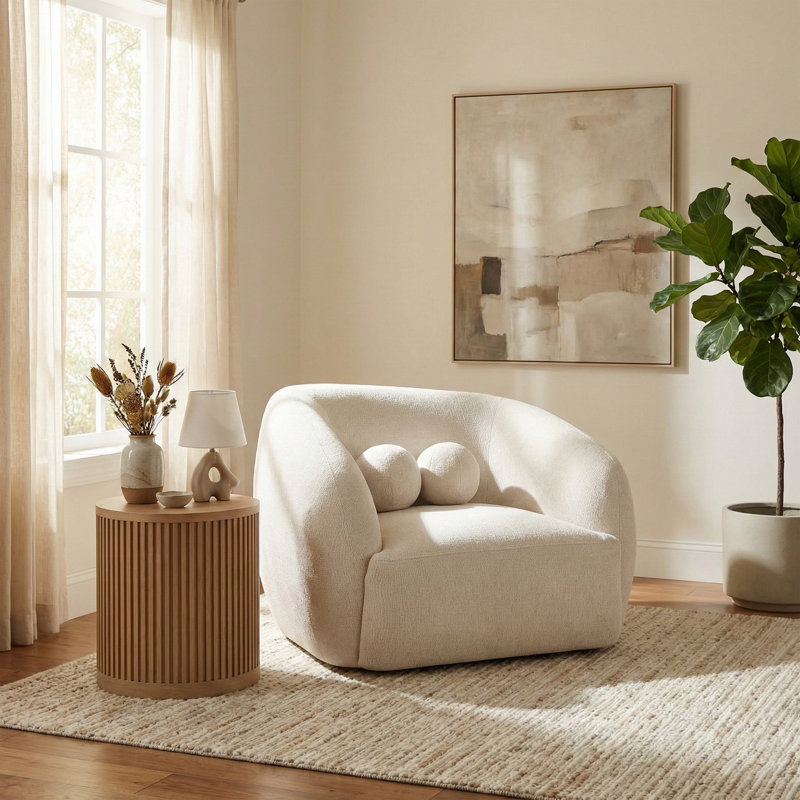 Chaise rembourrée Elowen, Tissu crème