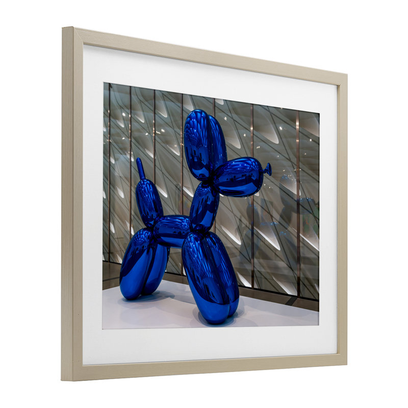 Koons Sculpture, reproduction d'art sous verre, conception par Jeff Poe, H 13 po x l 16 po, Cadre de récolte en pin