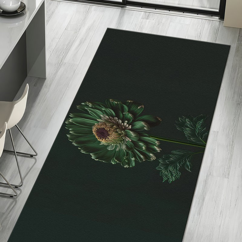 Charmant tapis fin non tissé à imprimé floral offrant une touche d'élégance pour les espaces intérieurs dans une palette de tons pastel doux