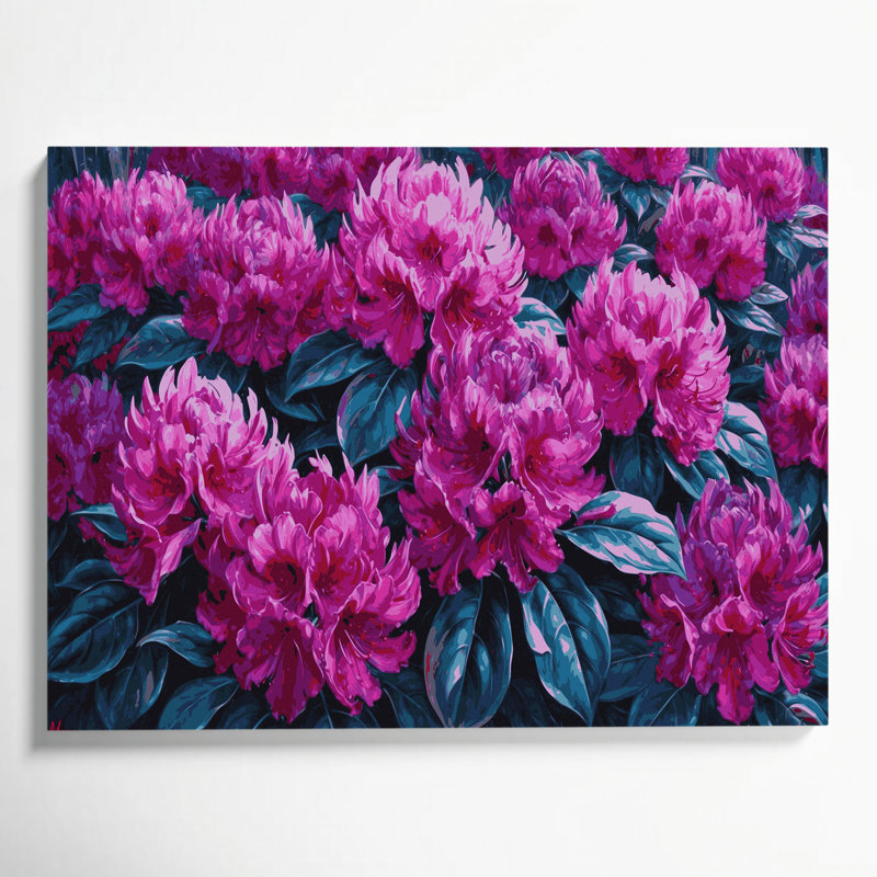 «Botanical Rhododendrons», art mural sur toile mauve, H 11 po x l 14 po