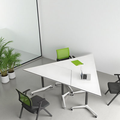 Ensemble de table de conférence pliable trapézoïdale modulaire mobile