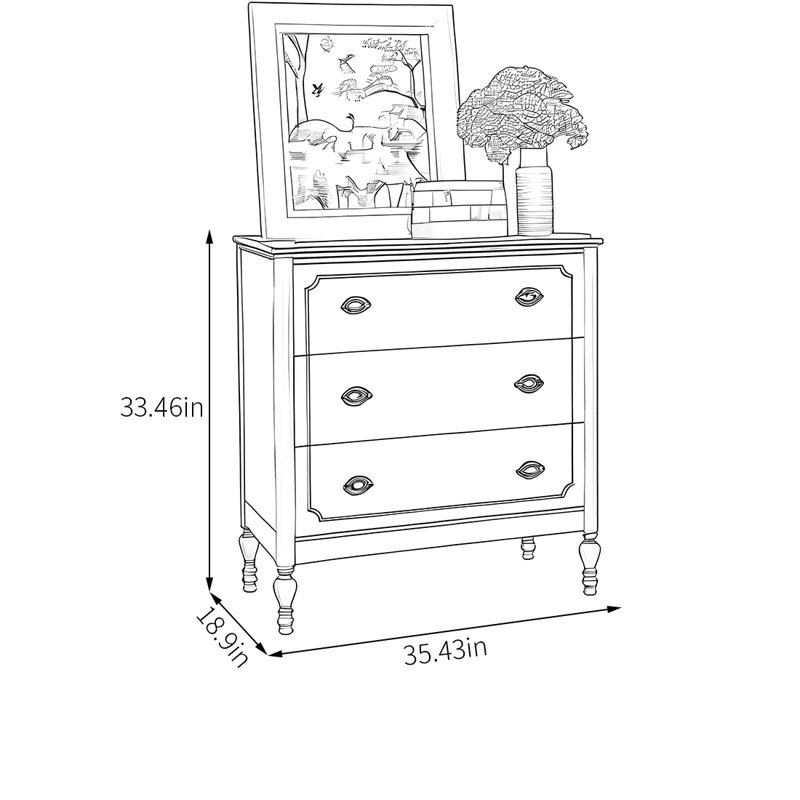 Commode décorative à tiroir rétro, H 33,46 po x l 35,43 po x P 18,9 po