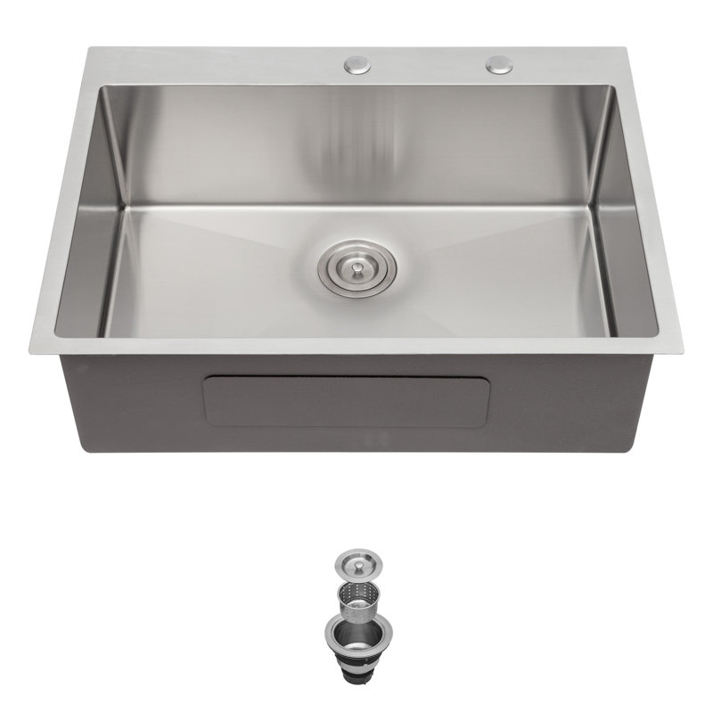 Évier de cuisine en acier inoxydable de calibre 16, 30 po x 22 po x 9 po, simple cuve, vasque à poser | Idée de cadeau