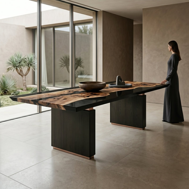 Dining Table, 29.5" H x 48" W x 96" D, Black