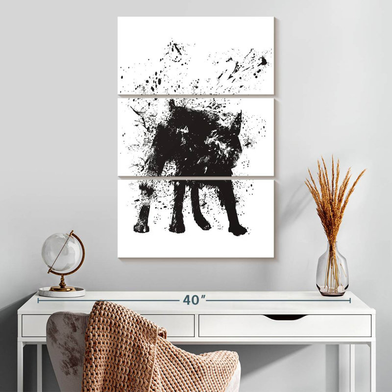 Brampt chien abstrait noir, H 32 po x l 20 po