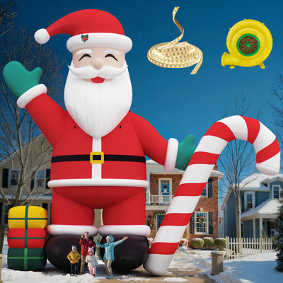 Père Noël gonflable géant de 20 pieds avec lumières DEL et ventilateur pour cour extérieure et présentoirs commerciaux
