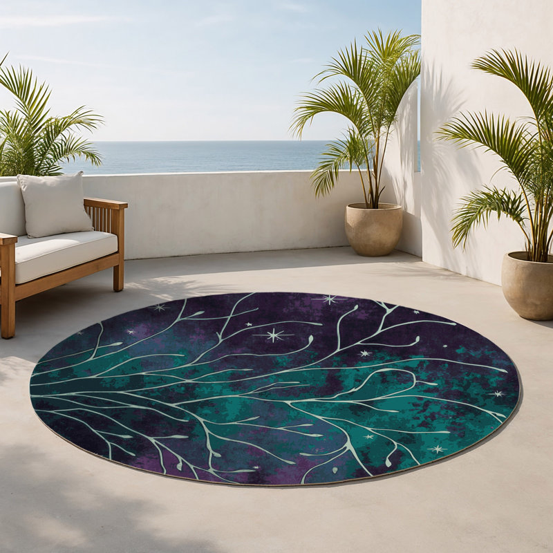 Tapis intérieur et extérieur Enchanted Roots, Rond 5 pi