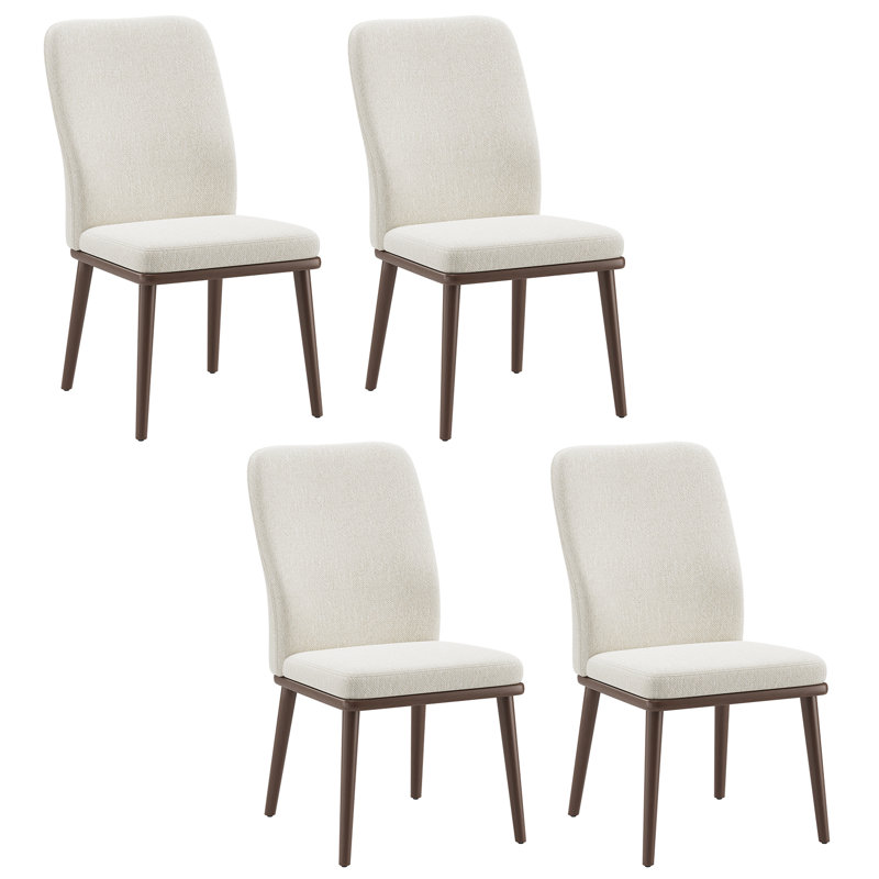 Modern Upholstered Dining Chairs, Fabric High Back Dining Room Chairs with Padded Seat & Solid Wood Legs, Armless Kitchen Side Chairs for Home Restaurant Cafe