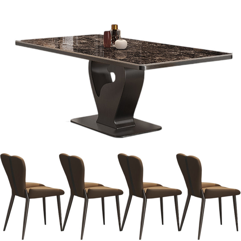 Ensembles de table de salle à manger de style luxueux et léger, Noir, noir, noir, noir, H 29,53 po x L 55,12 po x l 31,5 po