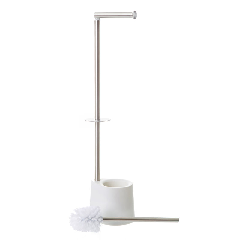 Swilley Free-Standing Toilet Roll & Brush Holder, White