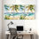 Palmiers, plage tropicale, palmiers, vagues de l'océan, reflet de sable, ensemble de 3 impressions sur toile