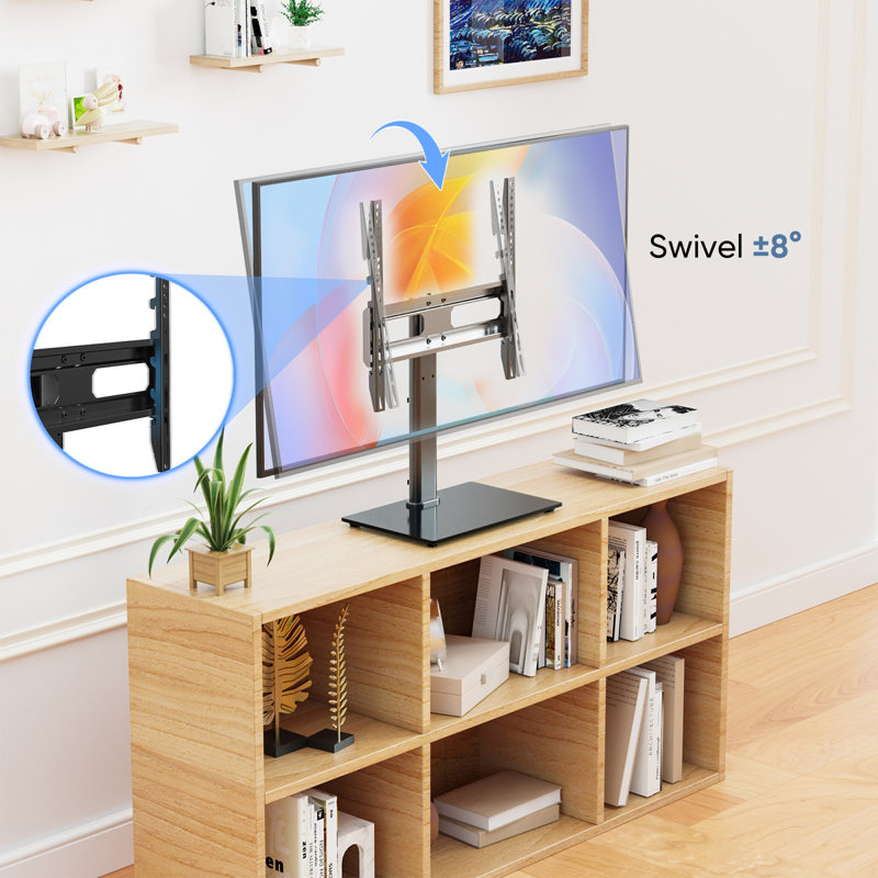 Meuble télé universel pivotant, base de support de bureau réglable pour 3 téléviseurs de 26 à 55 pouces