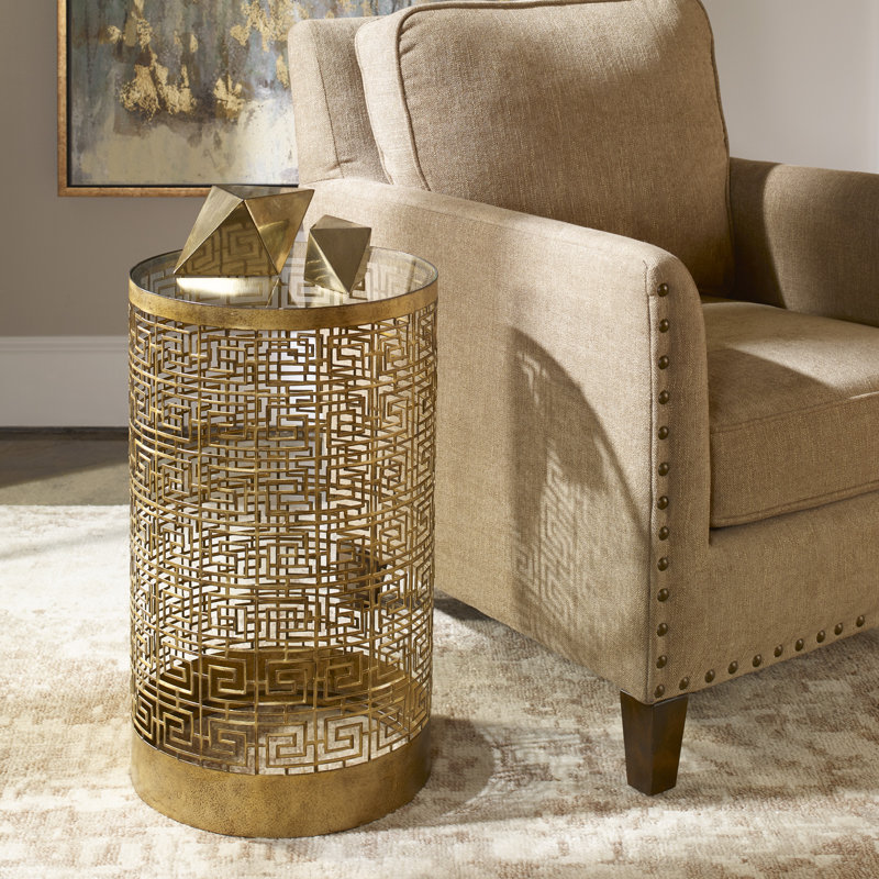 Kaci Glass Top End Table